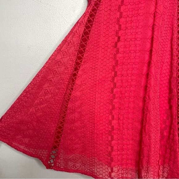 FREE PEOPLE Cherry Red Crochet Mini Dress Womens Size 2 Summer Date Valentines - Picture 7 of 15